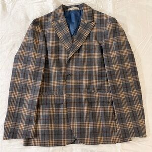 Strong Suit NWT Men's Plaid Blazer - Blue and Brown - 100% Wool - 38S